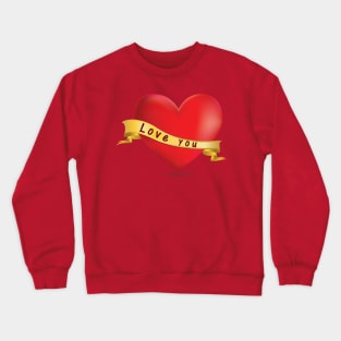 Red heart with ribbon Crewneck Sweatshirt